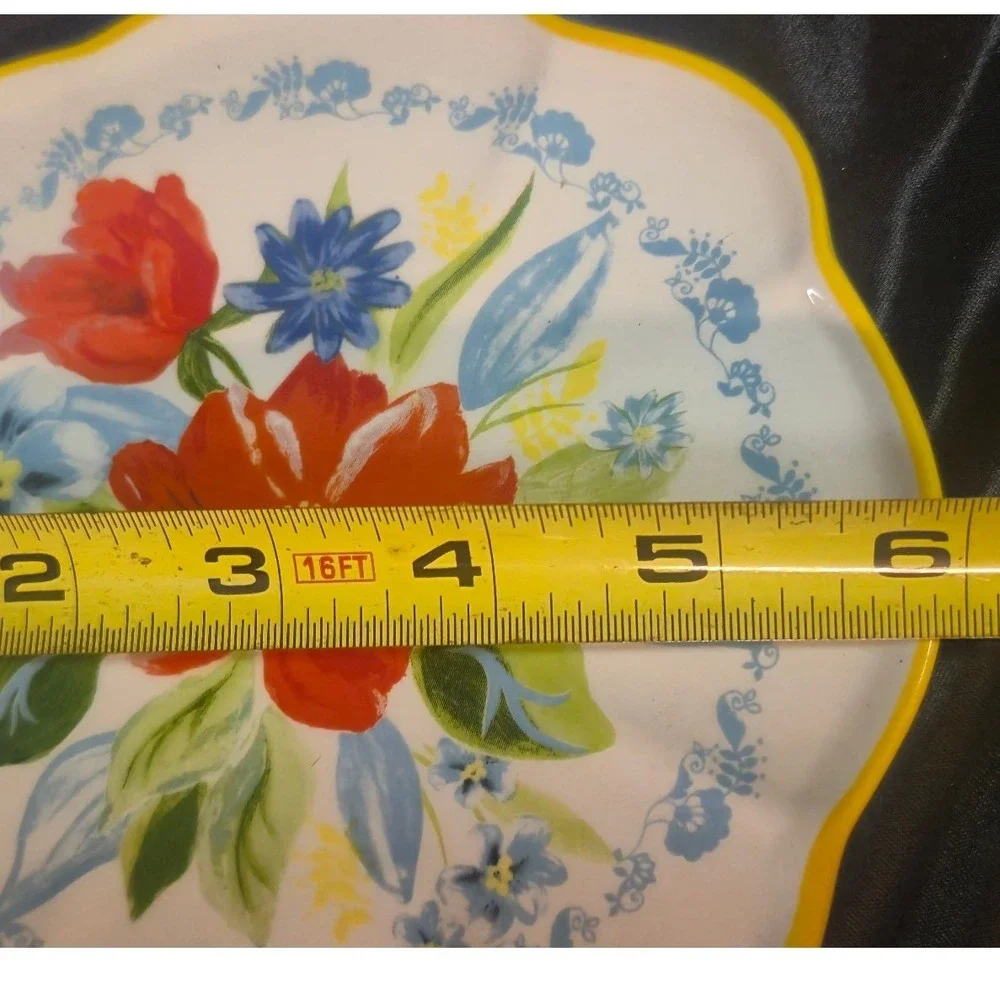 Pioneer Woman Floral Stoneware Appetizer Plates Set of 4 Scalloped 6.5 Inch